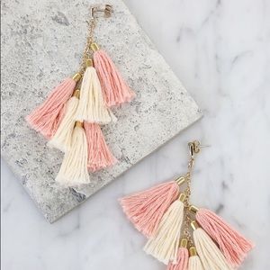 DAYDREAMER TASSEL EARRINGS IN PEACH AND GOLD